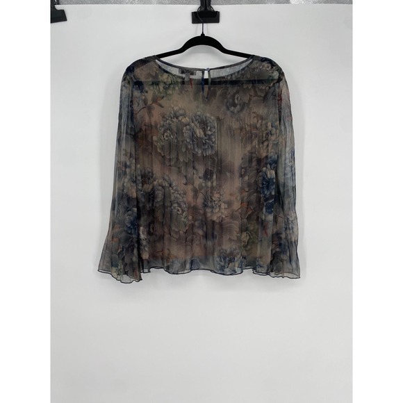 Whimsigoth Sheer moody Floral Print witchy dark cottage fairy Top boho Small - Picture 3 of 11